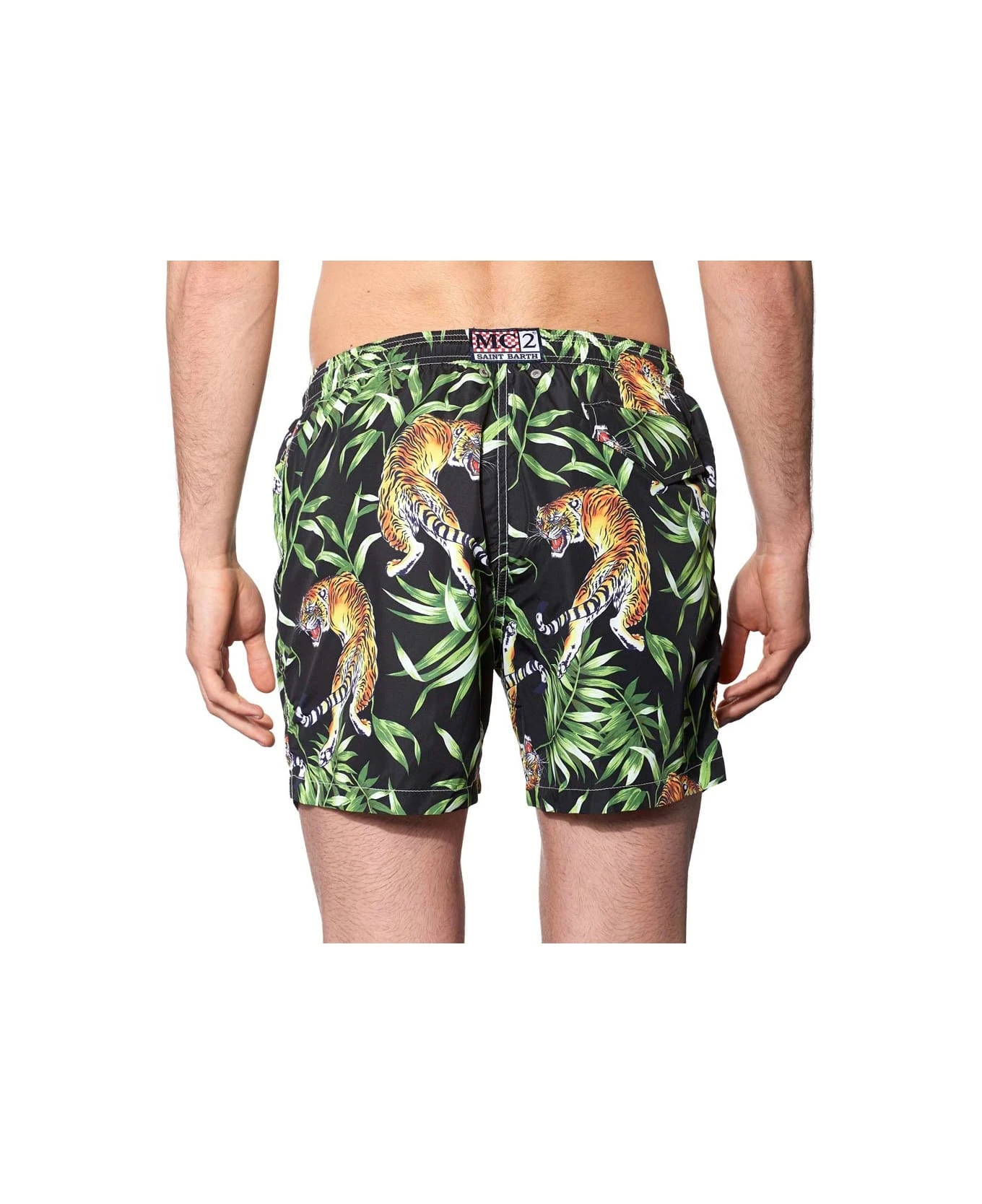 MC2 Saint Barth Man Light Fabric Swim Shorts With Tiger Print - Image 2