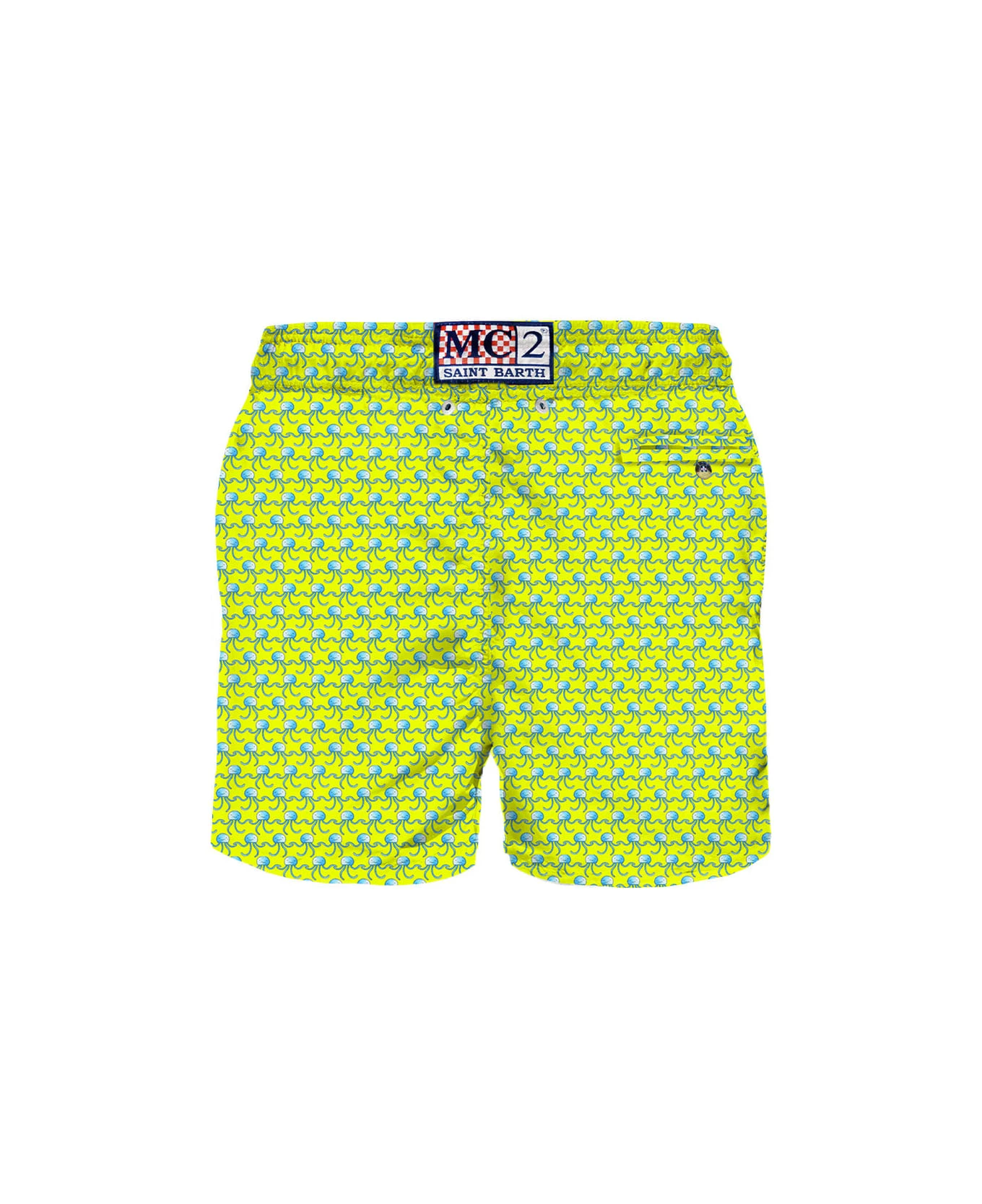 MC2 Saint Barth Man Swim Shorts Jelly Fish Fluo Print - Image 2