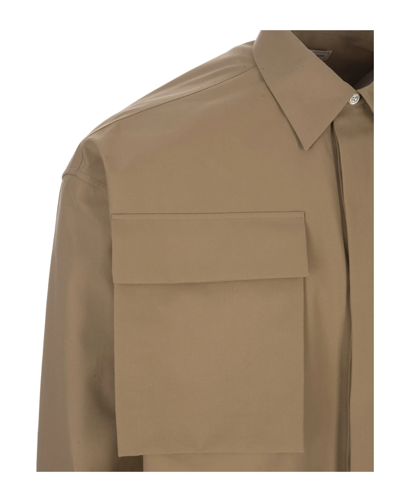 Alexander McQueen Military Pocket Overshirt In Beige - Image 3