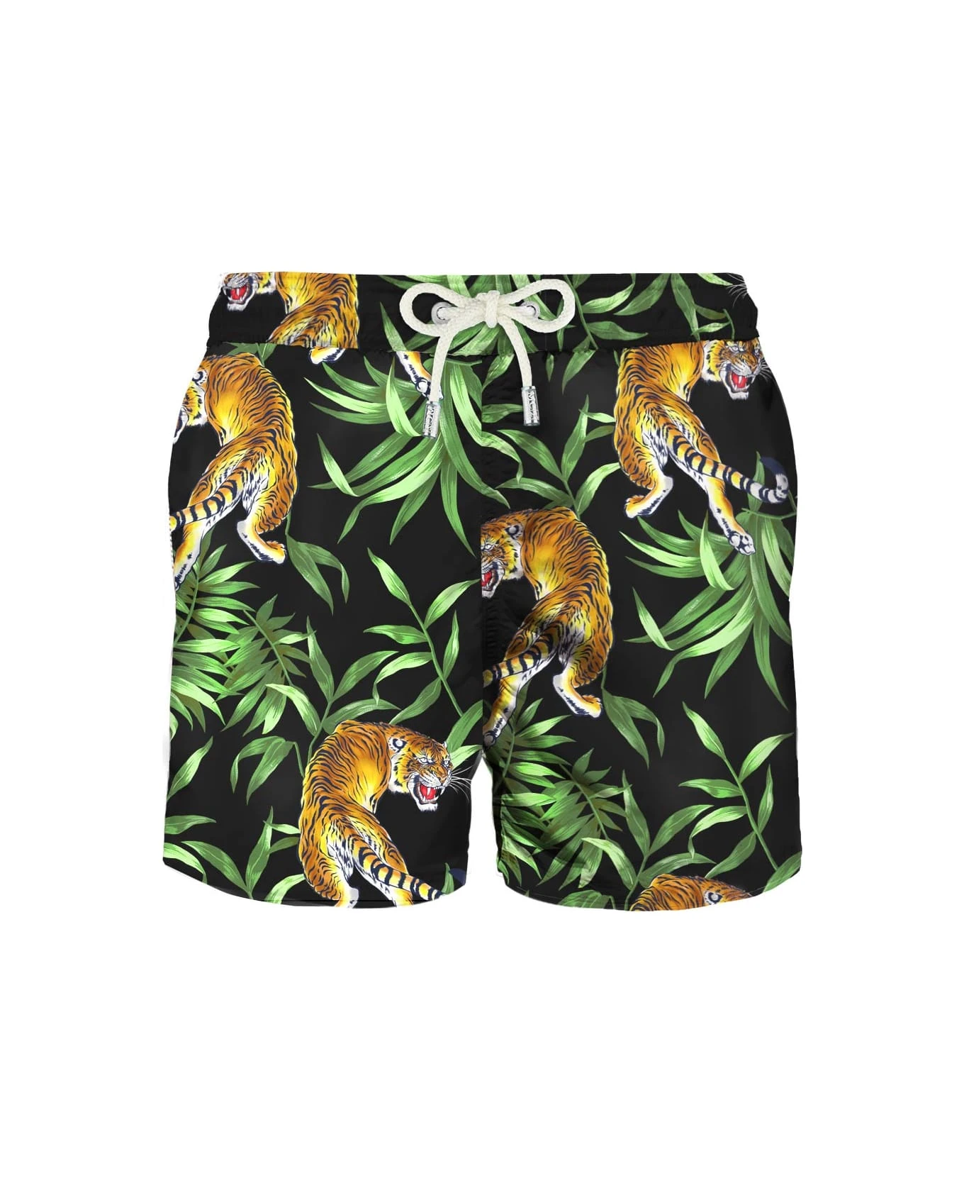 MC2 Saint Barth Man Light Fabric Swim Shorts With Tiger Print