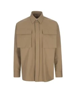 Alexander McQueen Military Pocket Overshirt In Beige