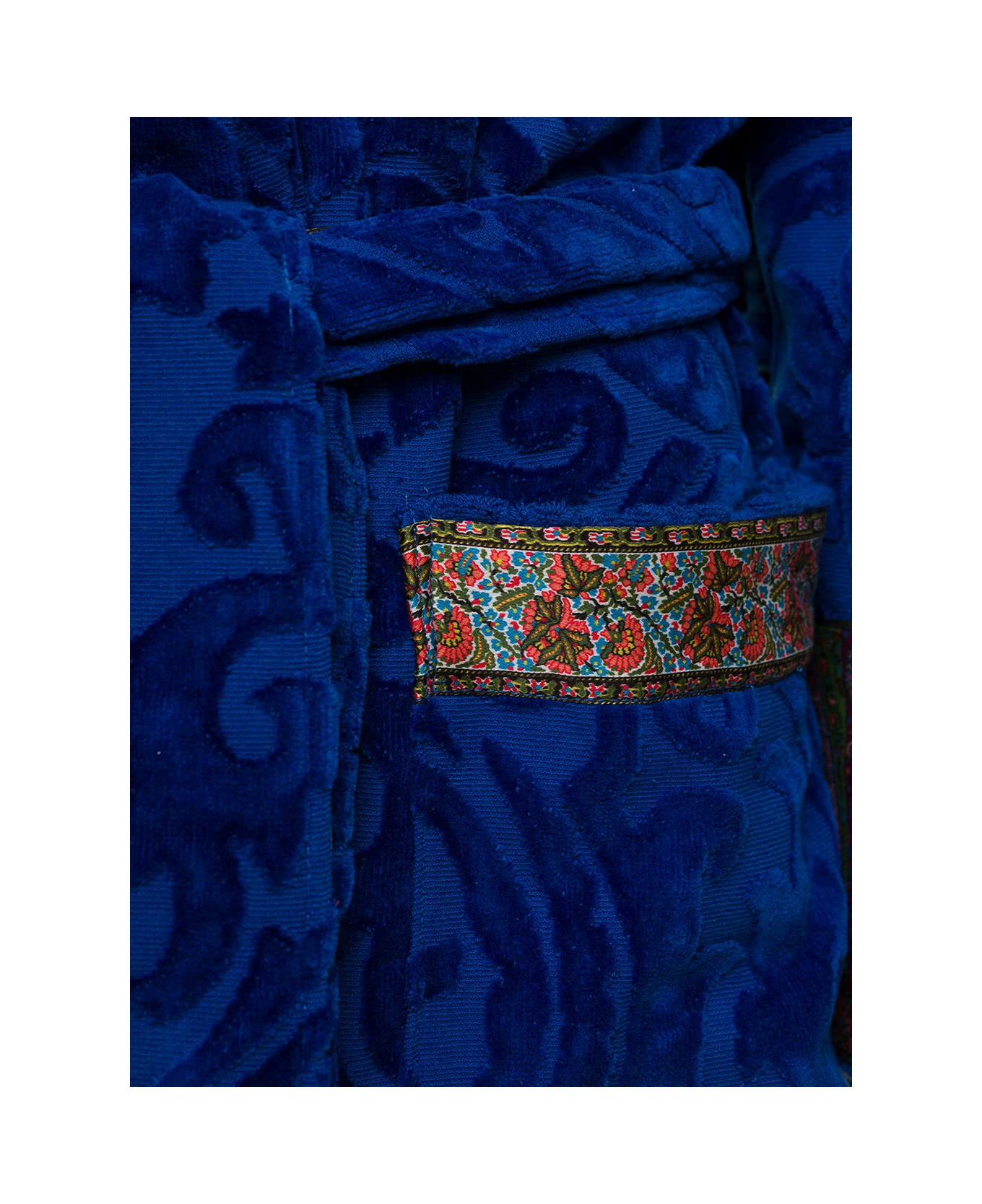 'new Tradition' Blue Hooded Bath Robe With Ornamental Print Etro Home - Image 2