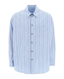 Off-White Striped Maxi Shirt