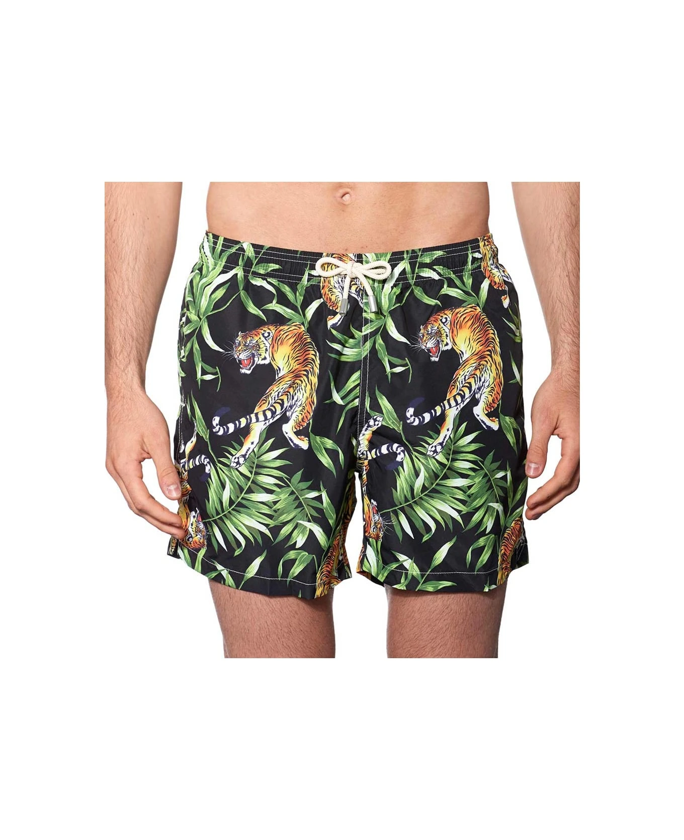 MC2 Saint Barth Man Light Fabric Swim Shorts With Tiger Print - Image 3