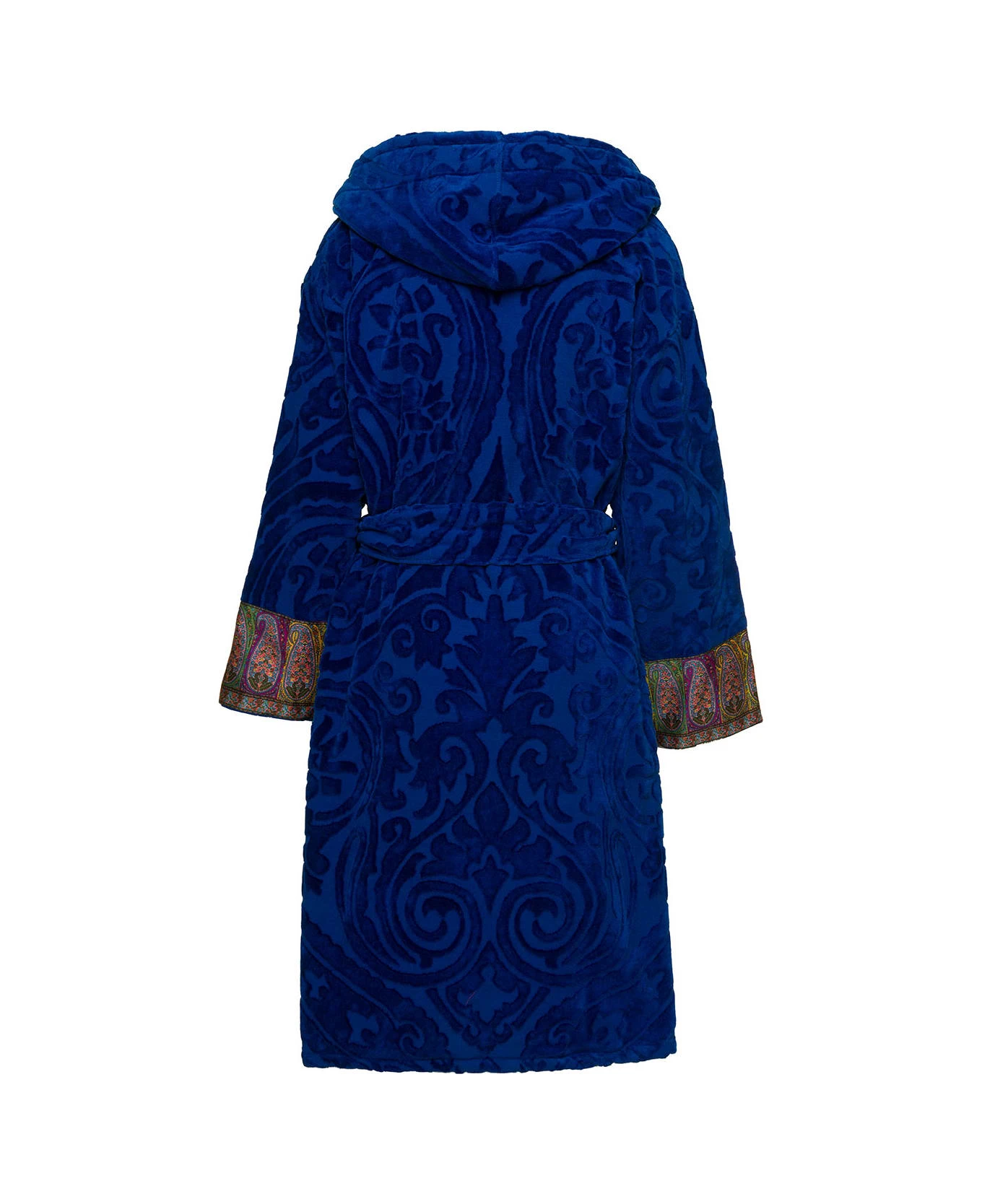 'new Tradition' Blue Hooded Bath Robe With Ornamental Print Etro Home