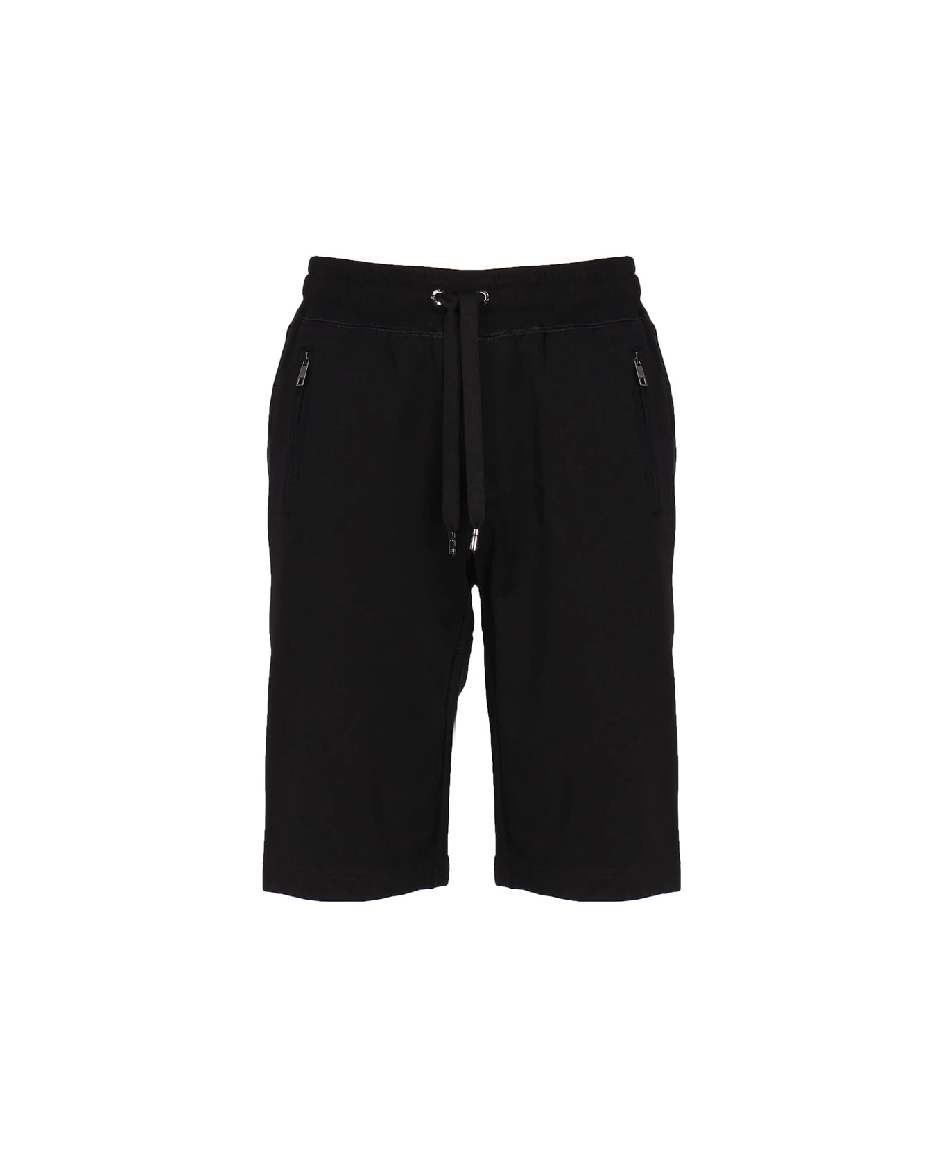 Dolce & Gabbana Jersey Jogging Bermuda With Logo Plaque