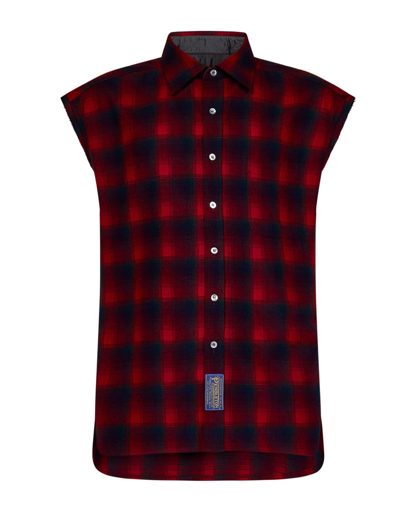 Maison Margiela Red Pendleton Check Wool Sleeveless Shirt
