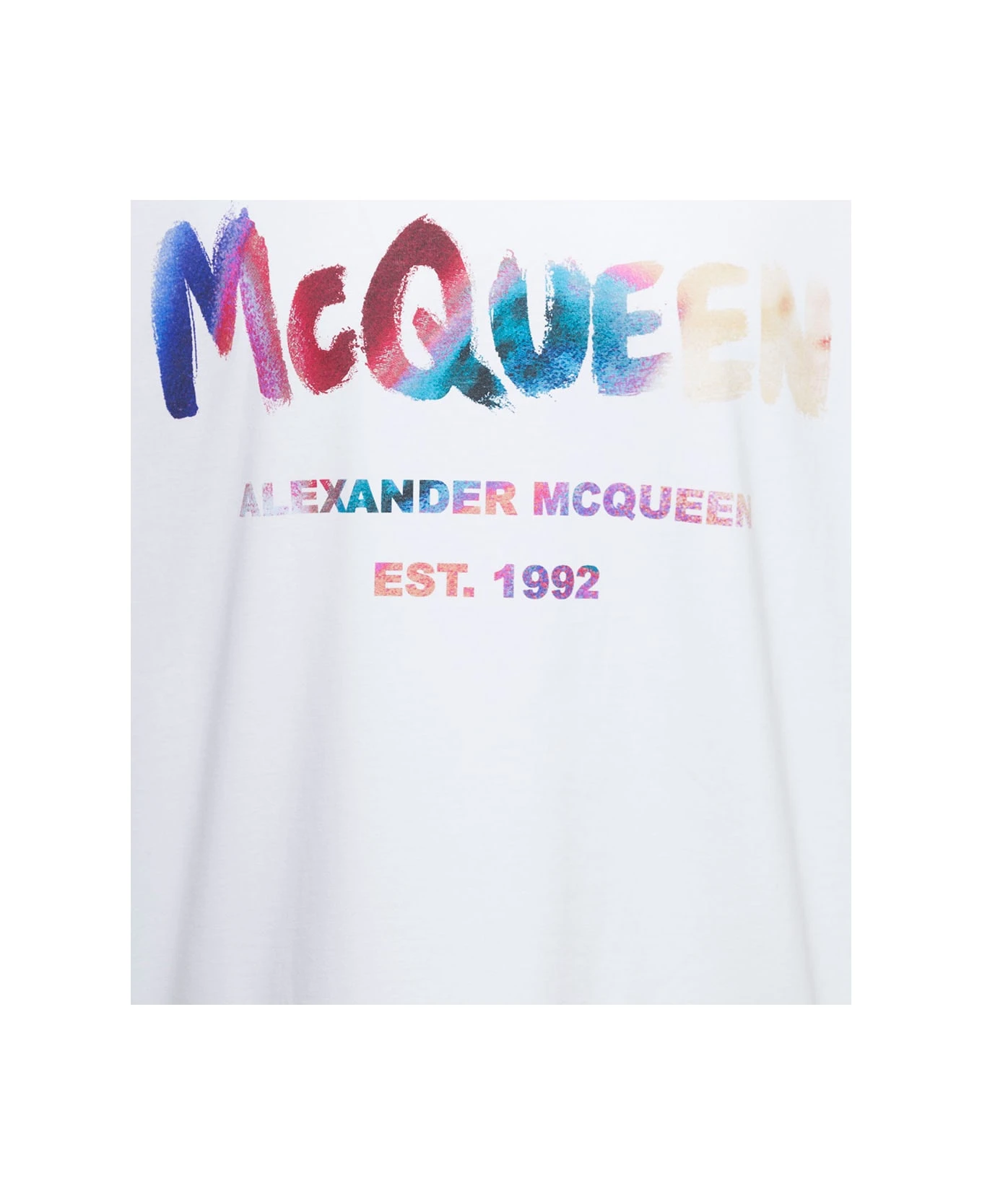 Alexander McQueen White Crewneck Sweatshirt With Multicolor Graffiti Logo Print In Cotton Man - Image 3